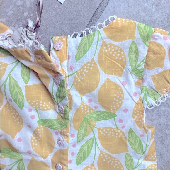 NWT Adorable Cynthia Rowley Lemon Dress Yellow Green Scalloped Lace - Picture 2 of 9